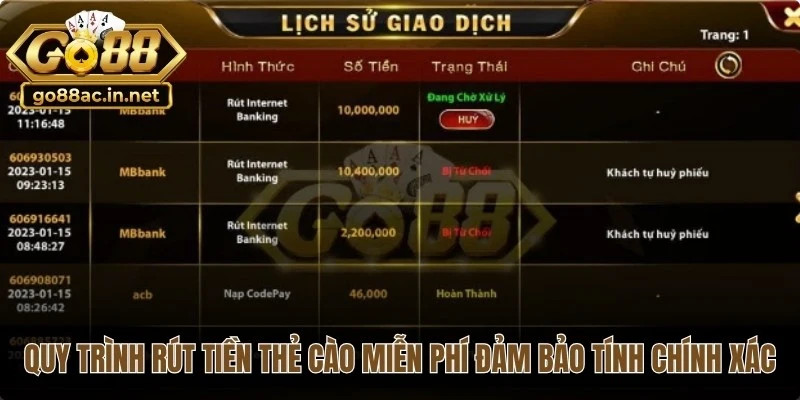 Quy trình rút tiền thẻ cào miễn phí đảm bảo tính chính xác